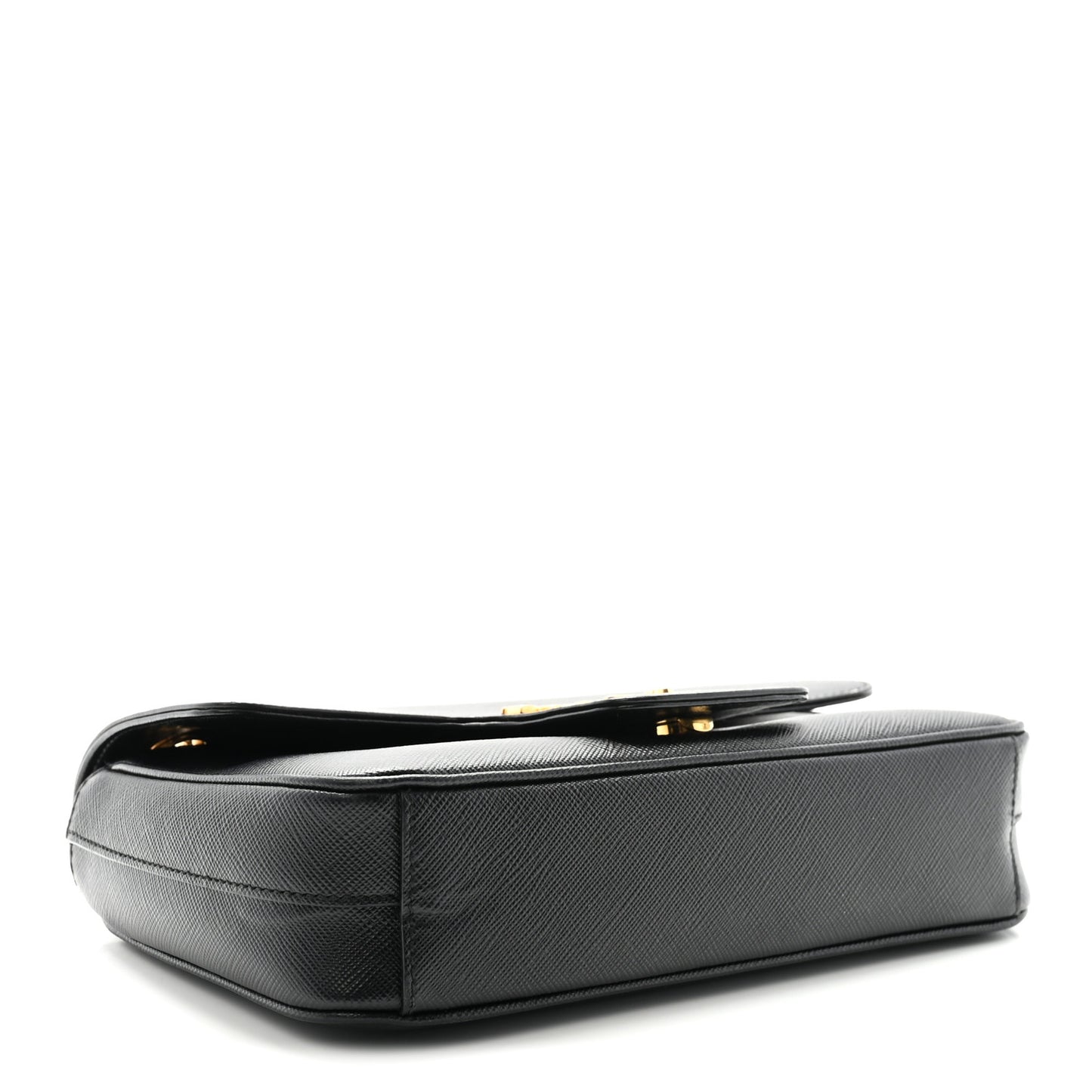 Saffiano Flap Shoulder Bag Black