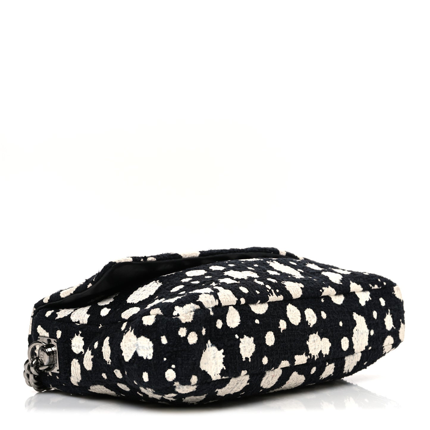 Tweed Paint Splatter Print Flap Black White