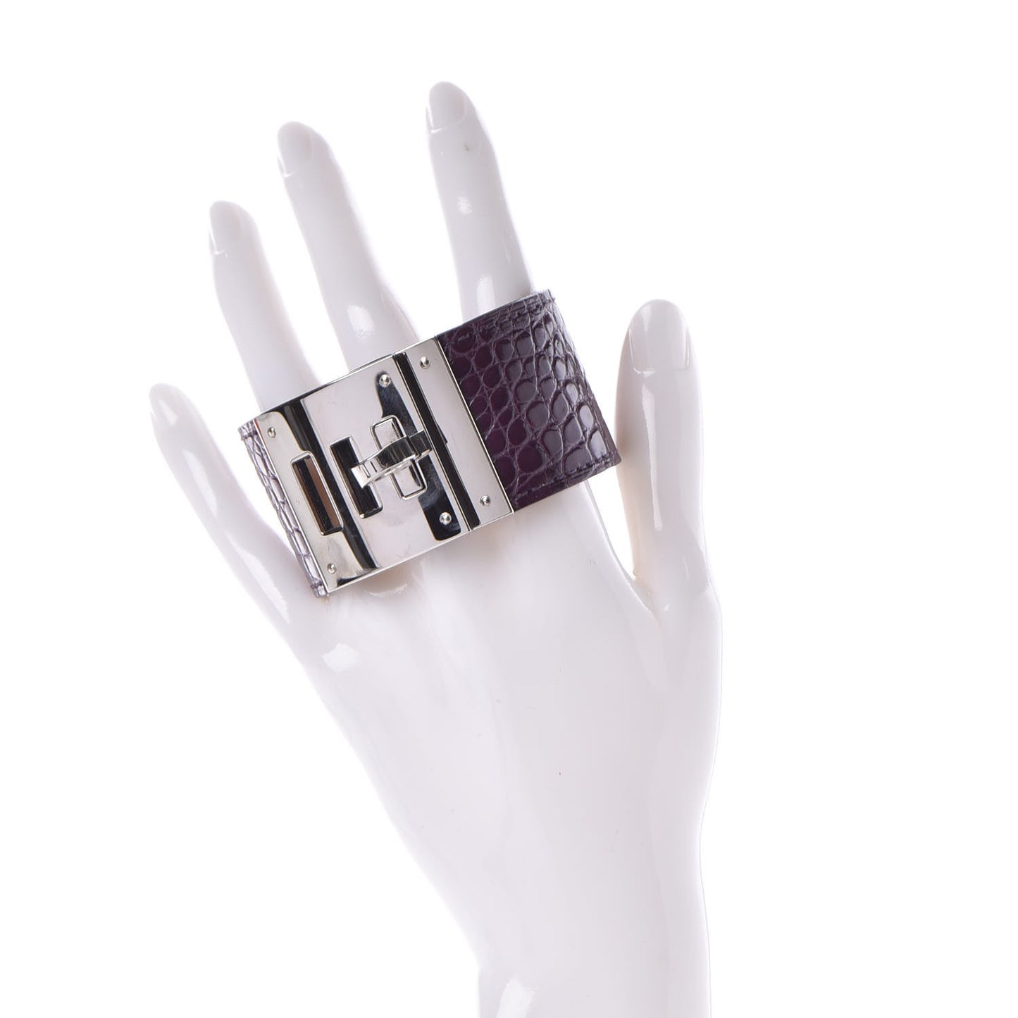 Shiny Alligator Kelly Dog Cuff Amethyst