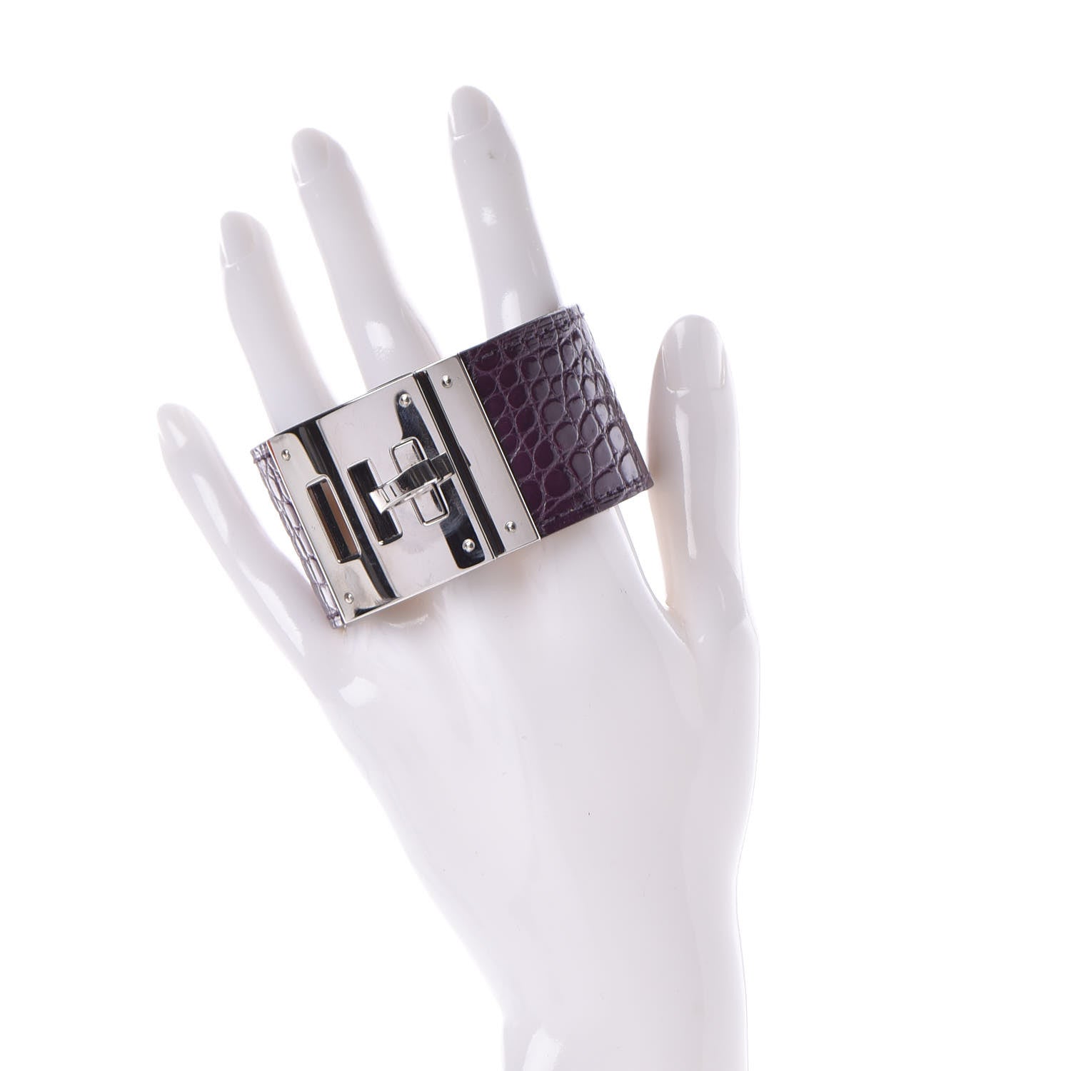 Hermes Shiny Alligator Kelly Dog Cuff Amethyst 2 of 6