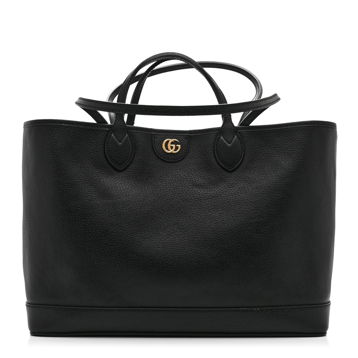 Textured Dollar Calfskin Medium Ophidia Shoulder Tote Bag Black