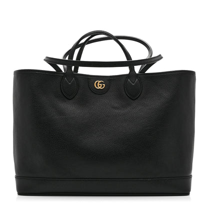 Gucci Textured Dollar Calfskin Medium Ophidia Shoulder Tote Bag Black 1 of 11