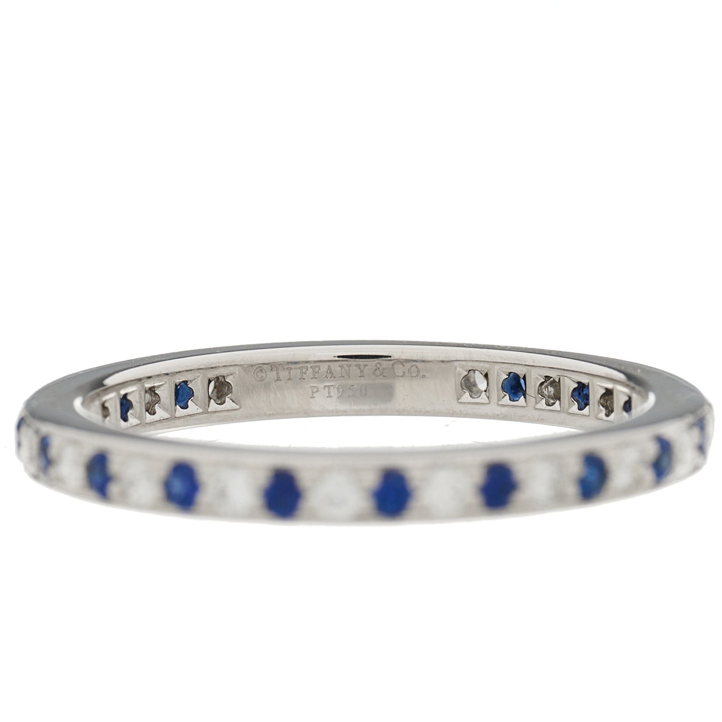 Platinum Diamond Blue Sapphire Legacy Eternity Band Ring 53 6.5