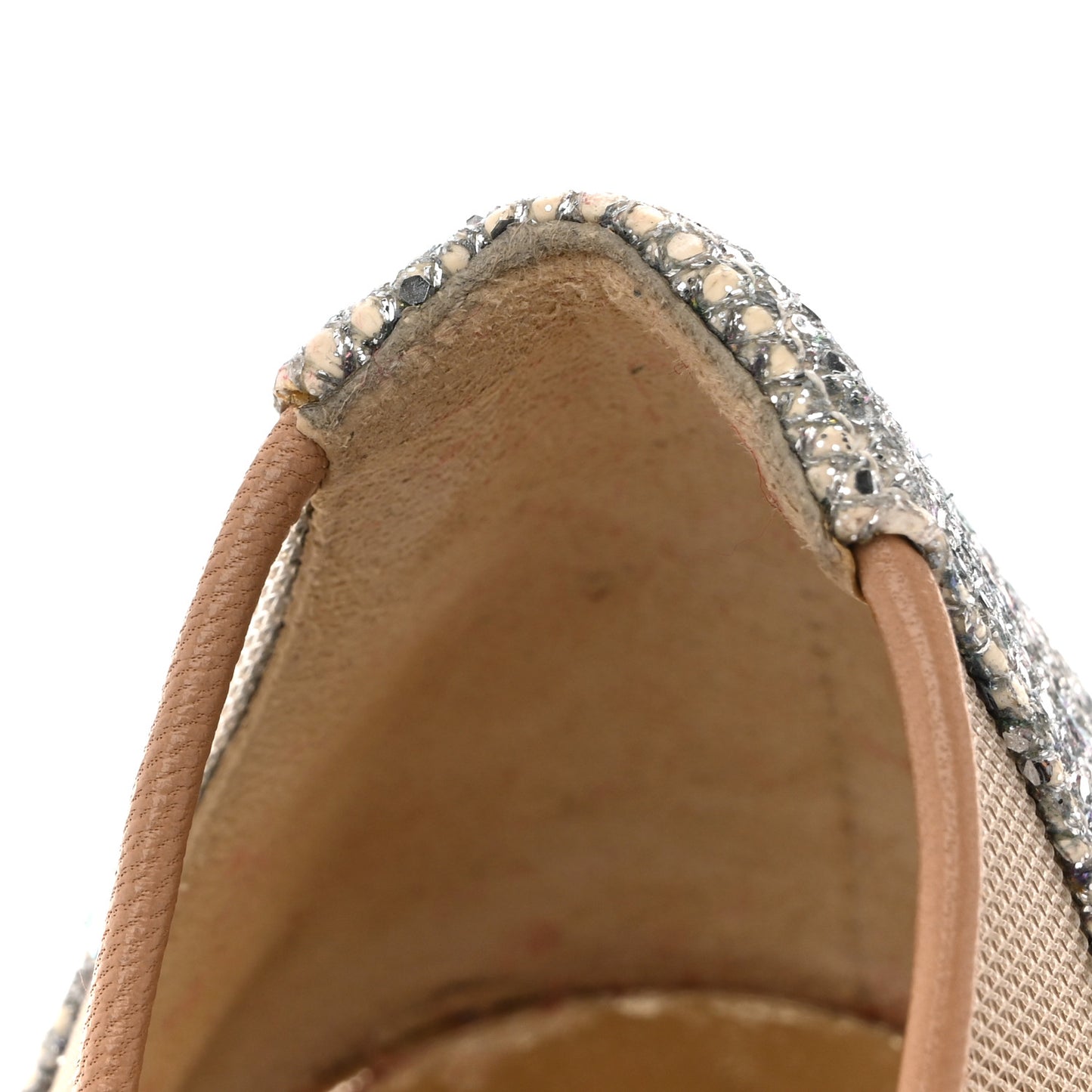 Suede Lame Crystal Strass Follies 100 Pumps 37 Light Silk