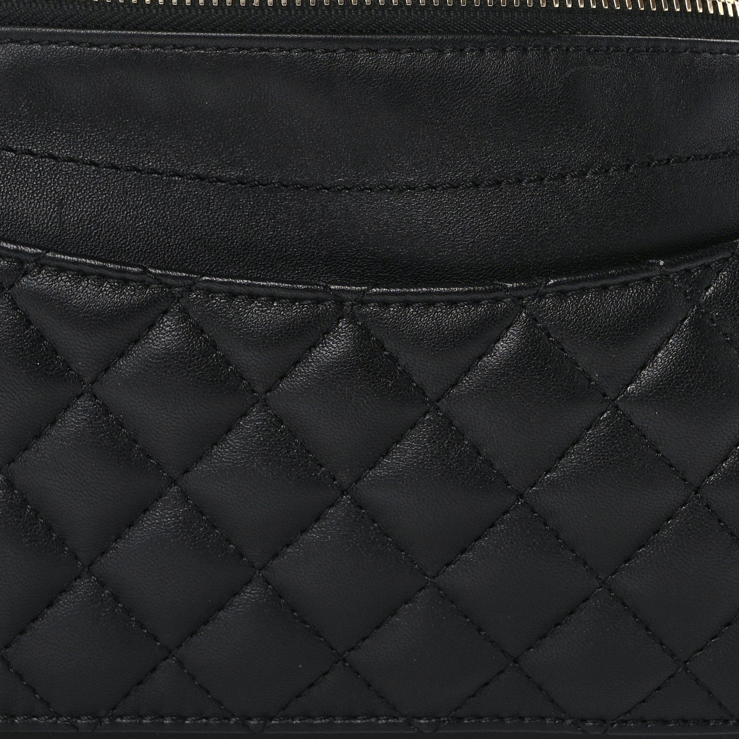 Lambskin Quilted Waist Bag Fanny Pack Black