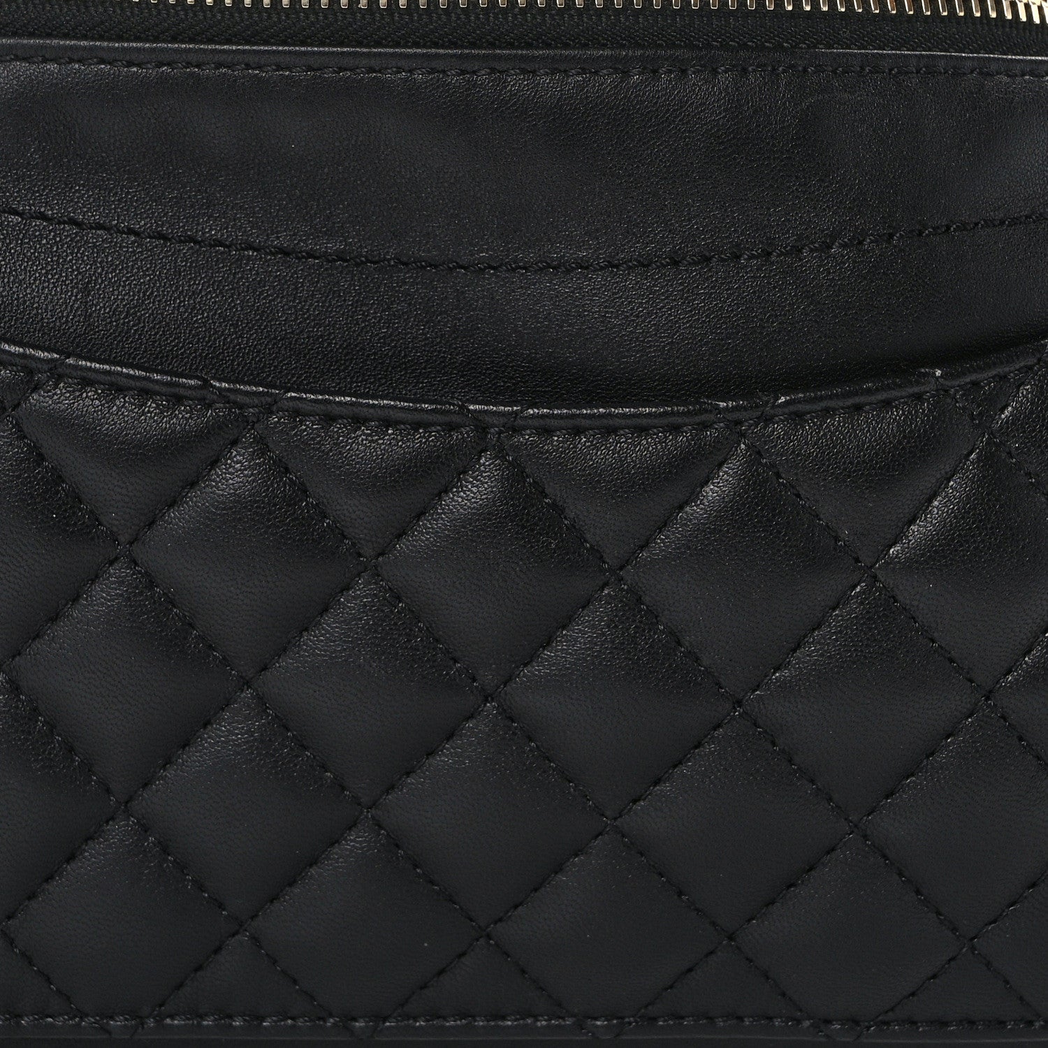 Chanel Lambskin Quilted Waist Bag Fanny Pack Black 7 of 10