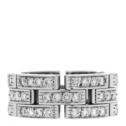 Cartier 18K White Gold Diamond Maillon Panthere 3 Rows Paved Ring 49 4.75 3 of 5