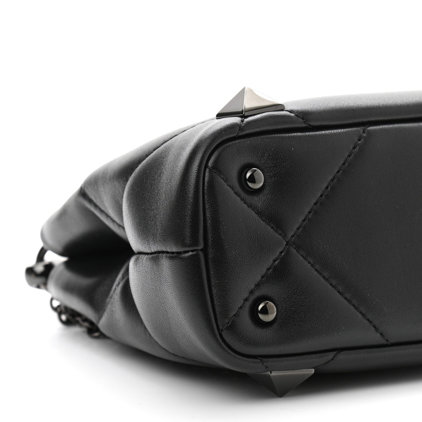 Nappa Monochrome Mini Roman Stud The Handle Bag Black
