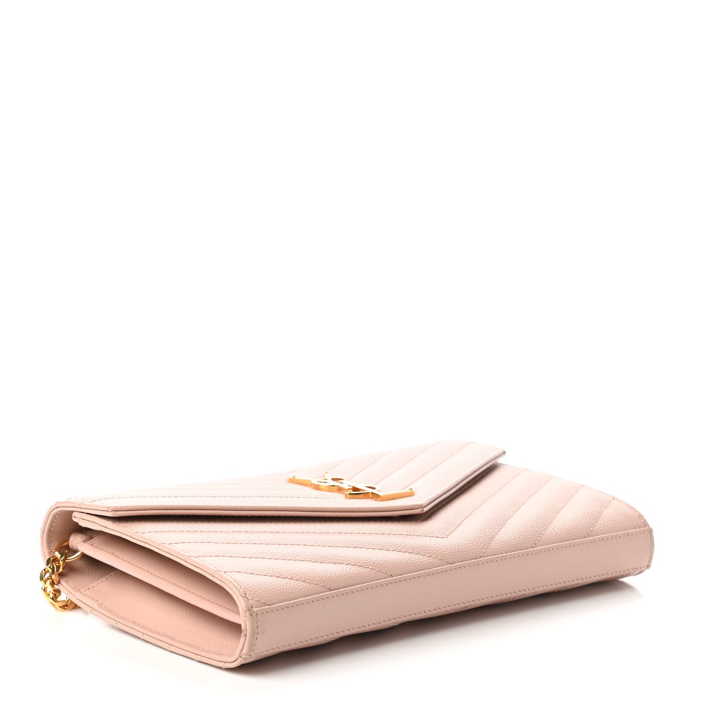 Grain De Poudre Matelasse Chevron Monogram Chain Wallet Pale Pink