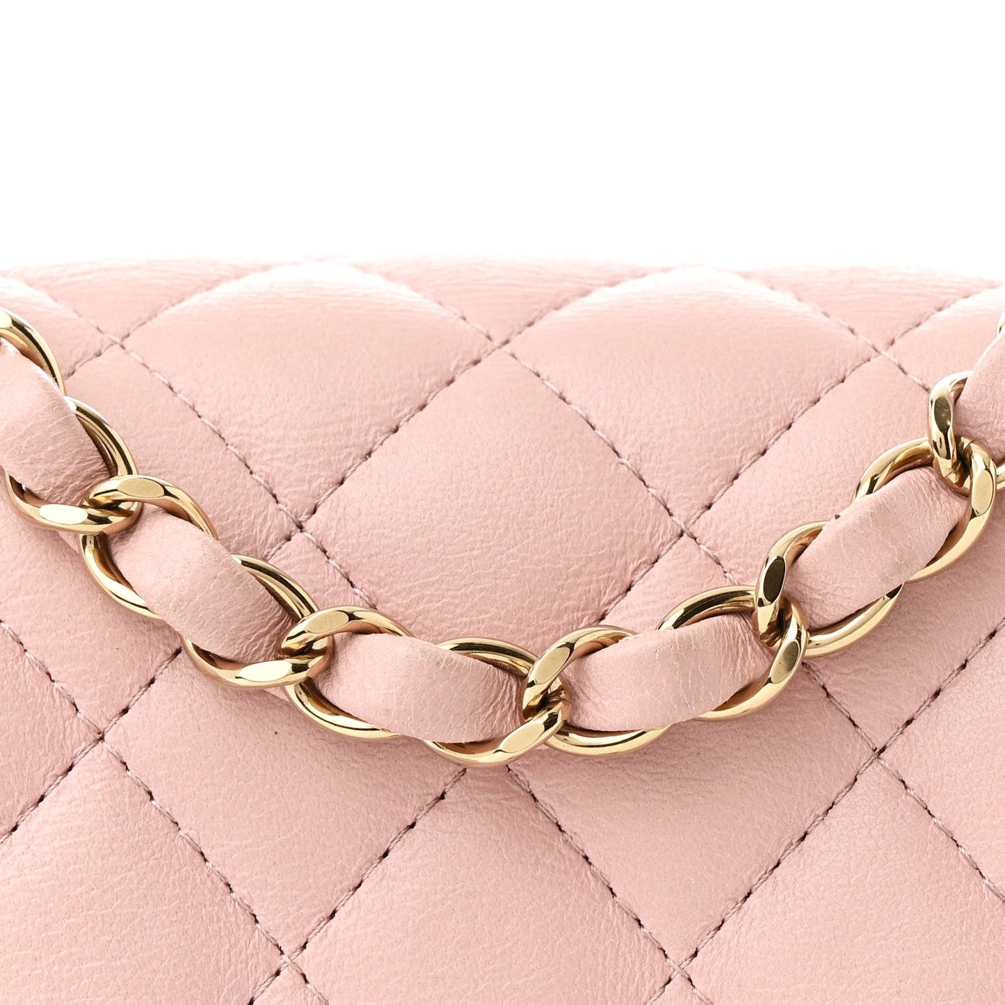 Lambskin Quilted Mini Square Flap Light Pink