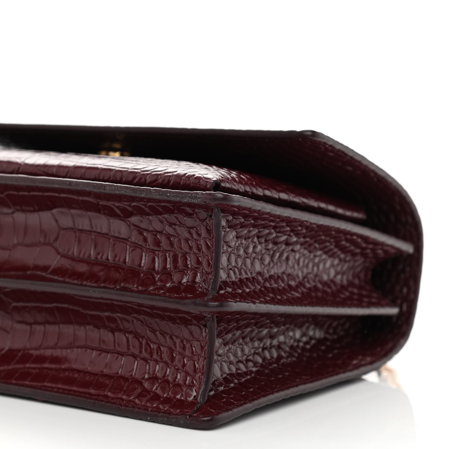 Saint Laurent Calfskin Crocodile Embossed Medium Monogram Sunset Rouge Legion 8 of 8