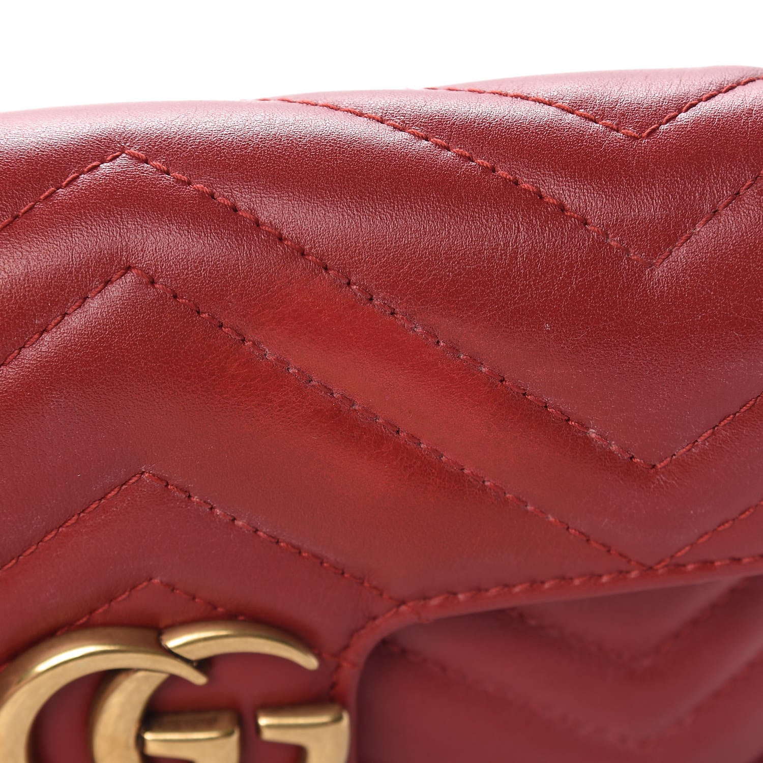 Gucci Calfskin Matelasse Super Mini GG Marmont Shoulder Bag Hibiscus Red 13 of 16