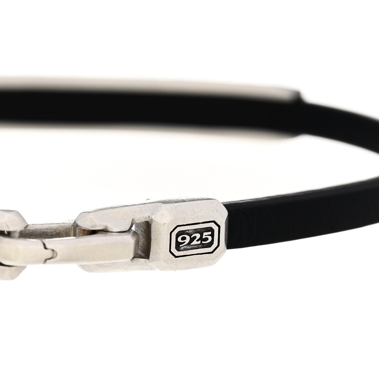 David Yurman Sterling Silver Emerald Leather Mens 4mm Streamline ID Bracelet 5 of 5