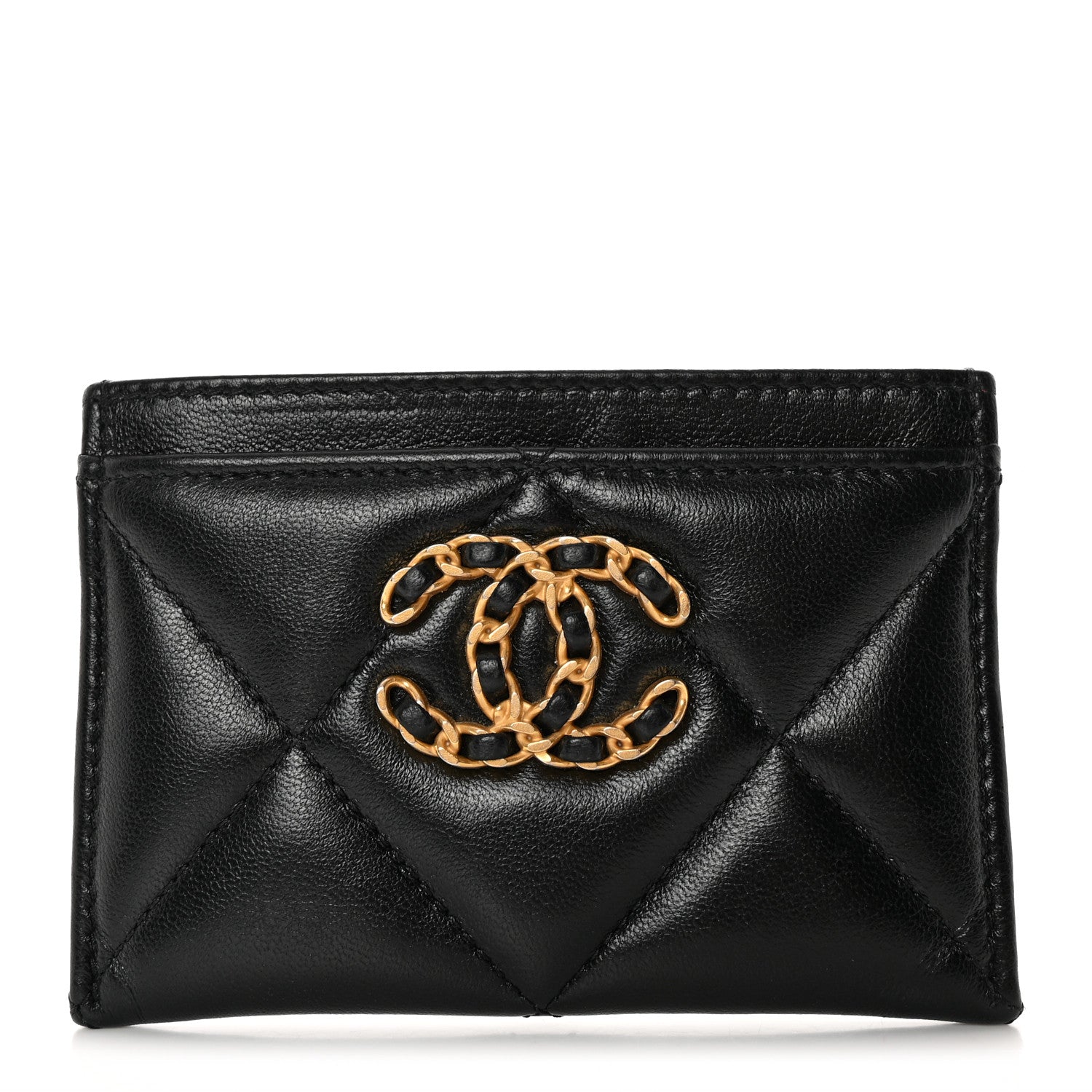 Chanel Lambskin Quilted Chanel 19 Card Holder Black 1 of 10
