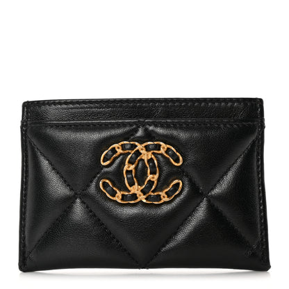 Chanel Lambskin Quilted Chanel 19 Card Holder Black 1 of 10