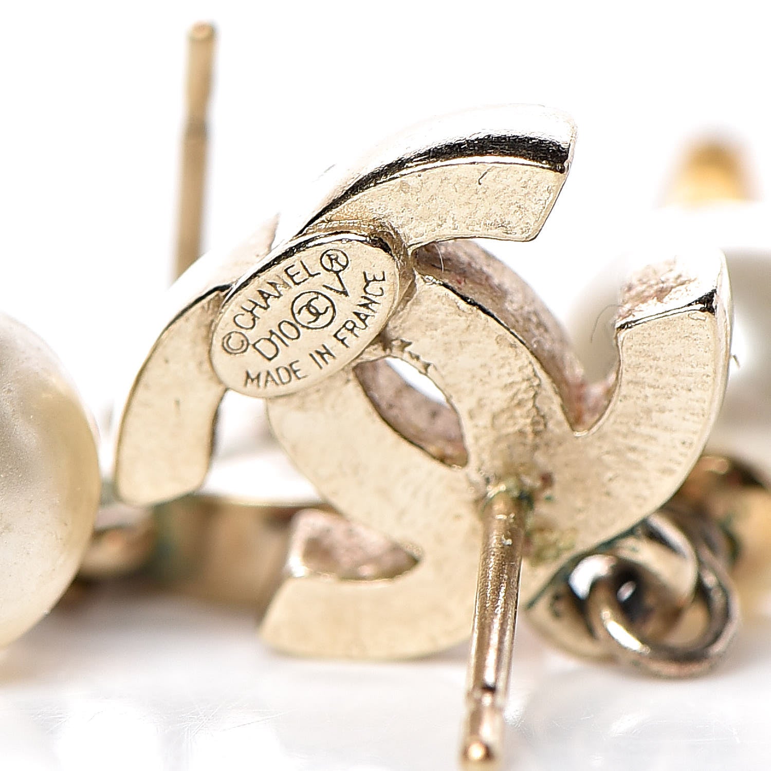 Chanel Pearl Quilted CC Drop Earrings Gold 4 of 5