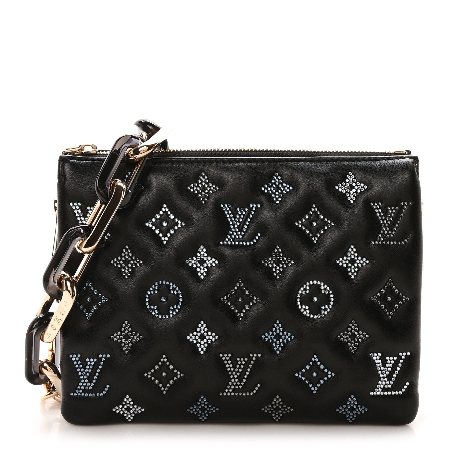 Louis Vuitton Lambskin Crystal Embellished Monogram Coussin BB Black 1 of 10