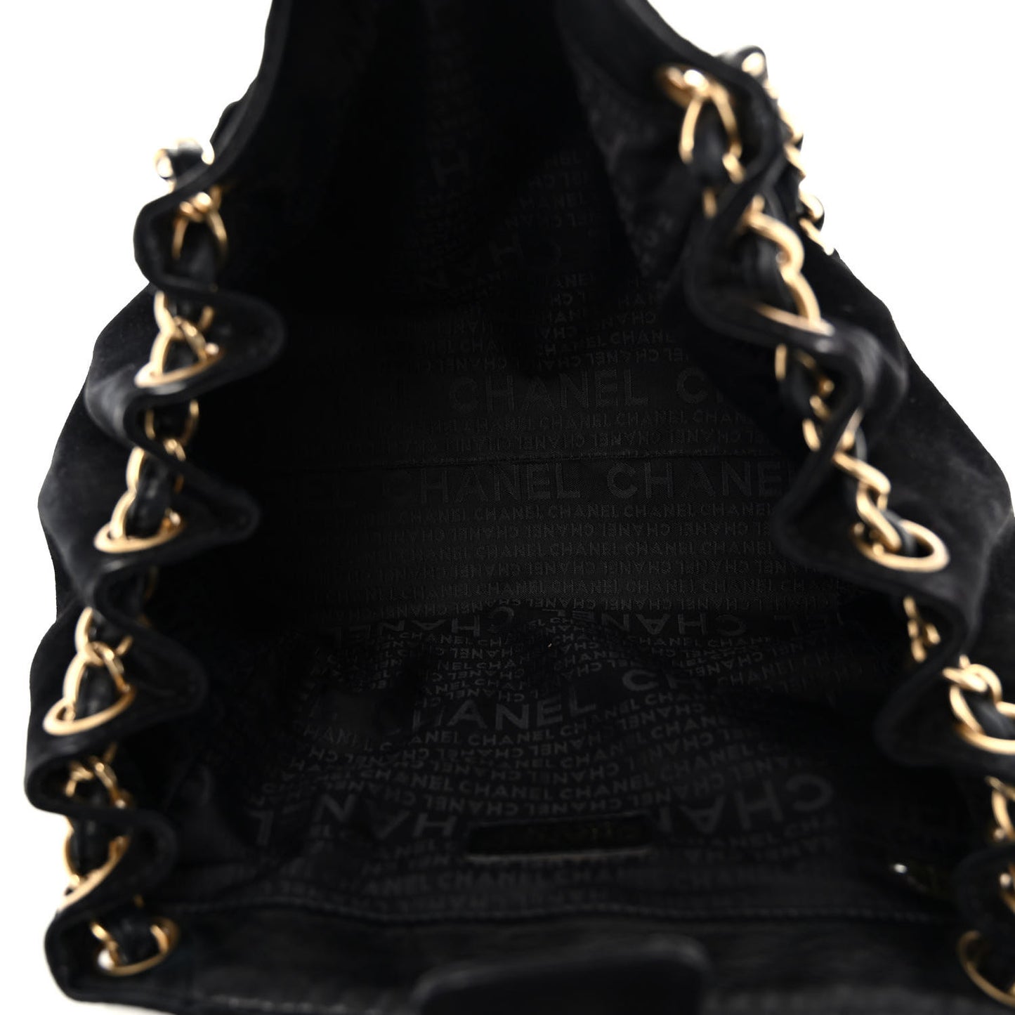 Suede Accordion Flap Black