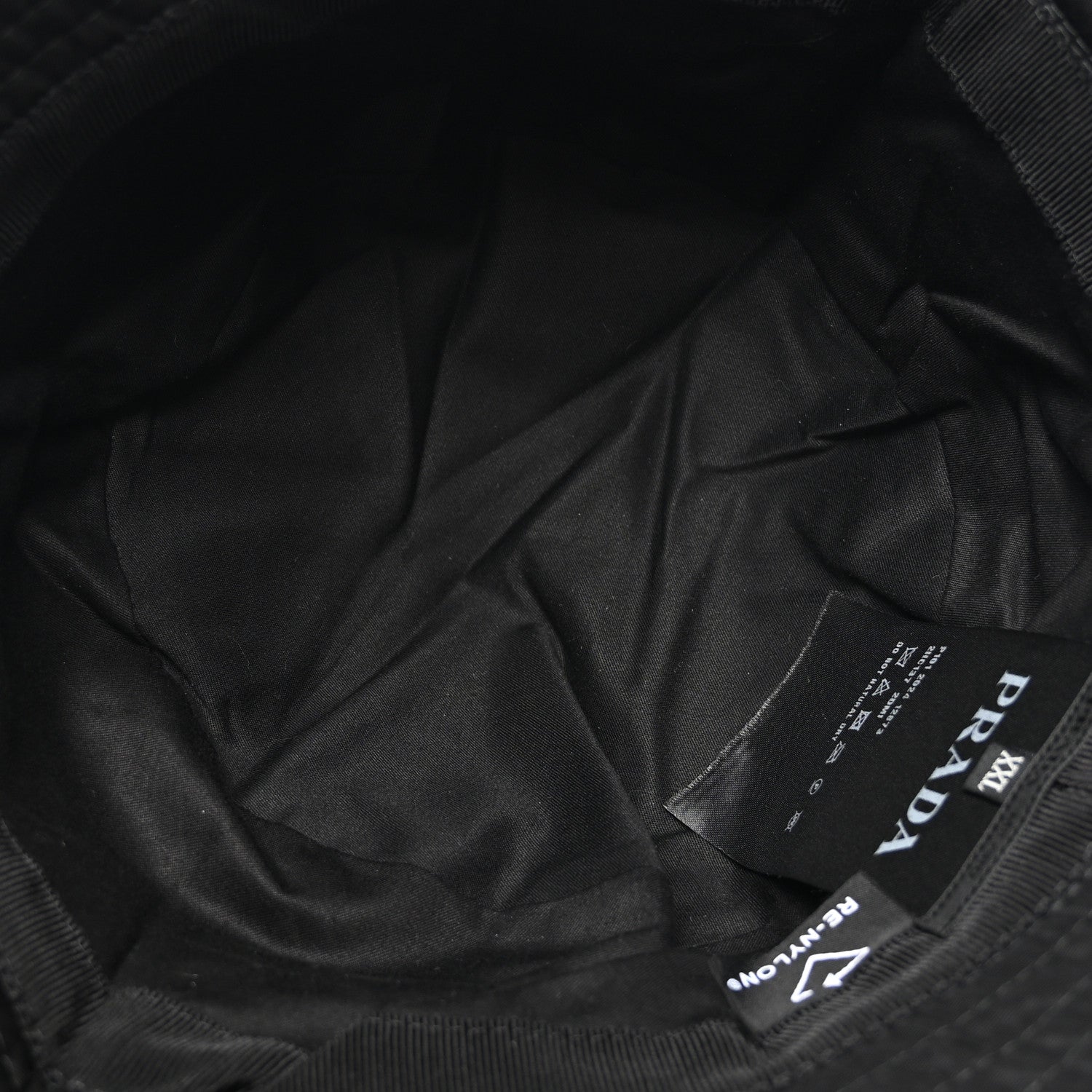 Prada Re-Nylon Metal Triangle Logo Mens Bucket Hat XXL Black 7 of 8