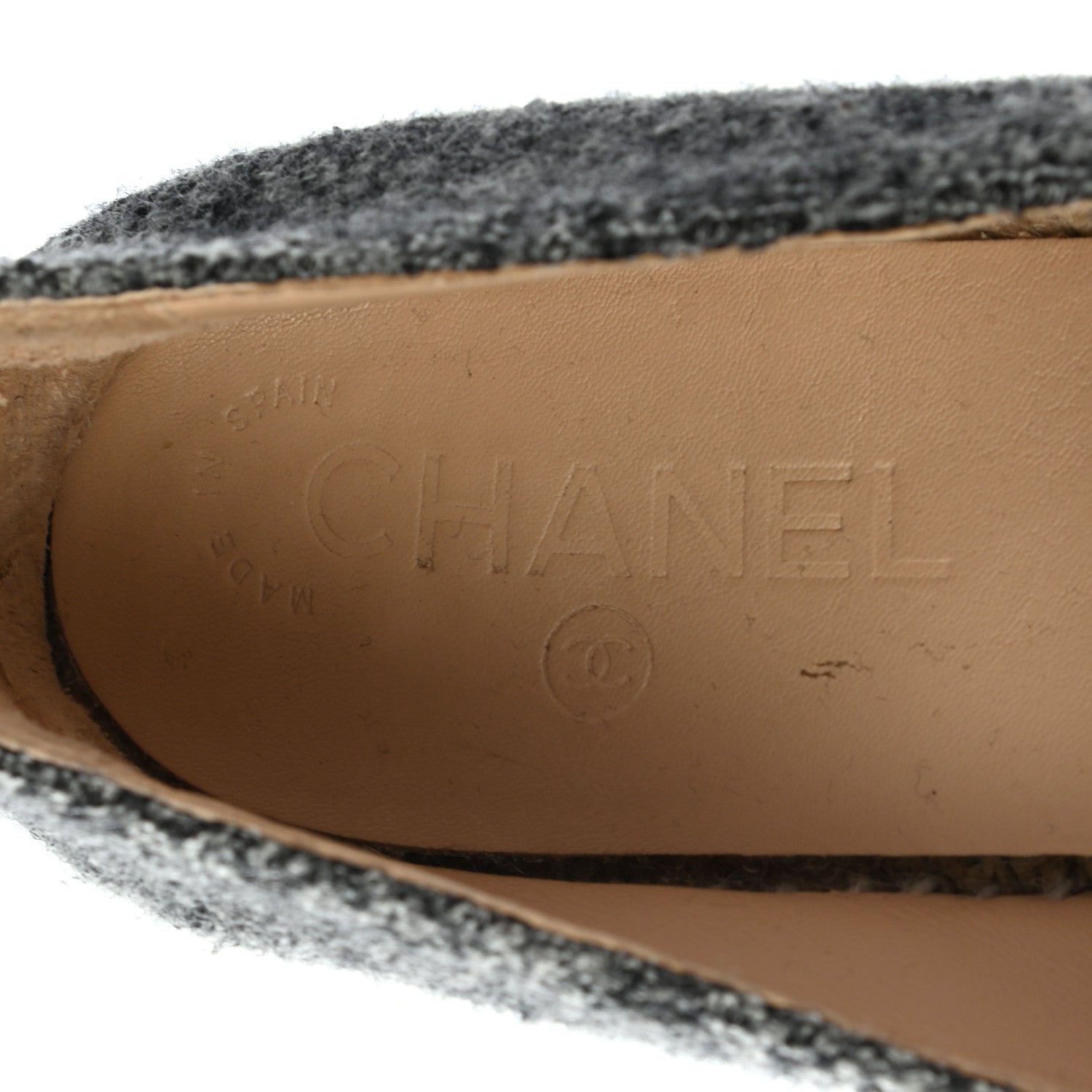 Chanel Tweed Velvet CC Espadrilles 38 Grey Black 8 of 9