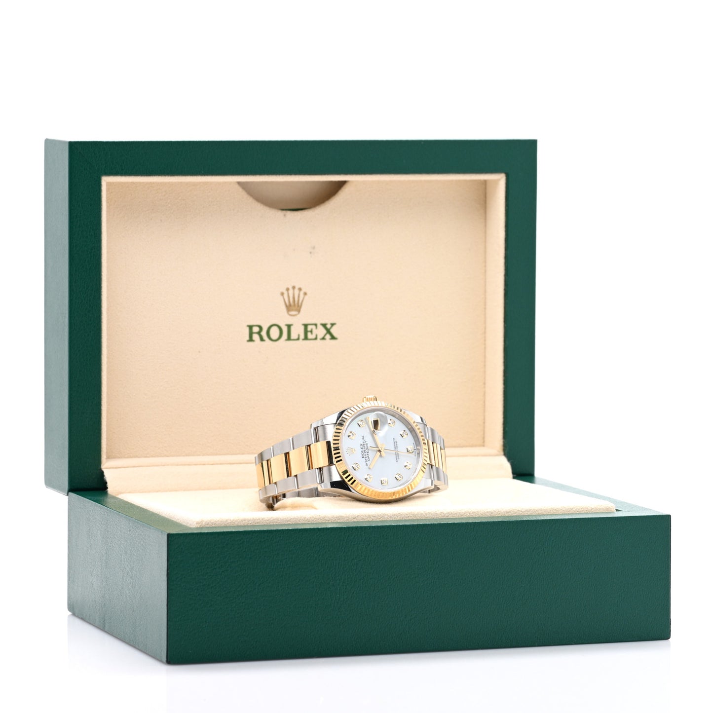 Stainless Steel 18K Yellow Gold Diamond Mother of Pearl 36mm Oyster Perpetual Datejust Watch 126233