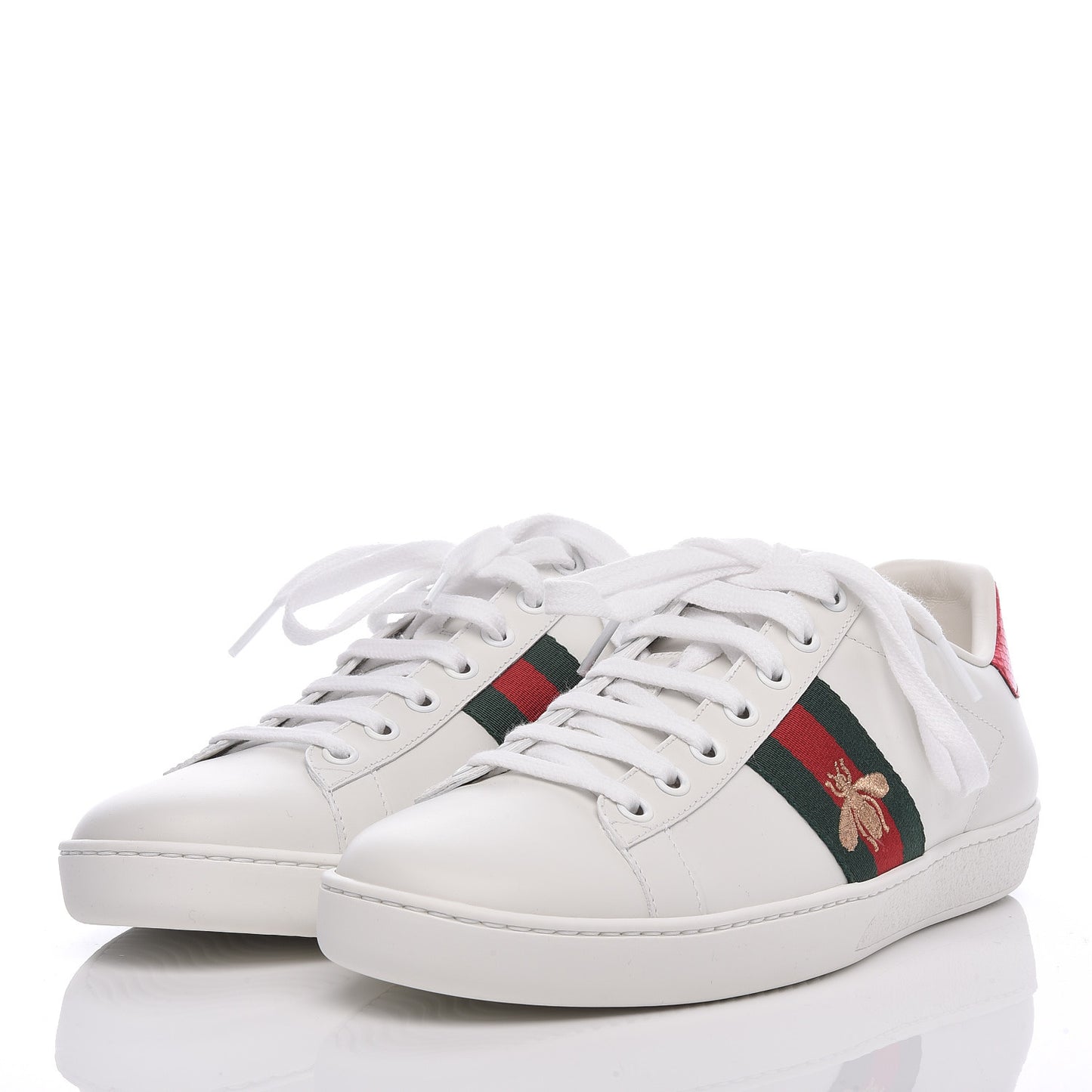 Calfskin Ayers Bee Embroidered Womens Ace Sneakers 39 White Green