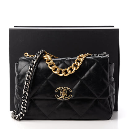 Chanel Goatskin Quilted Large Chanel 19 Flap Black 11 of 11