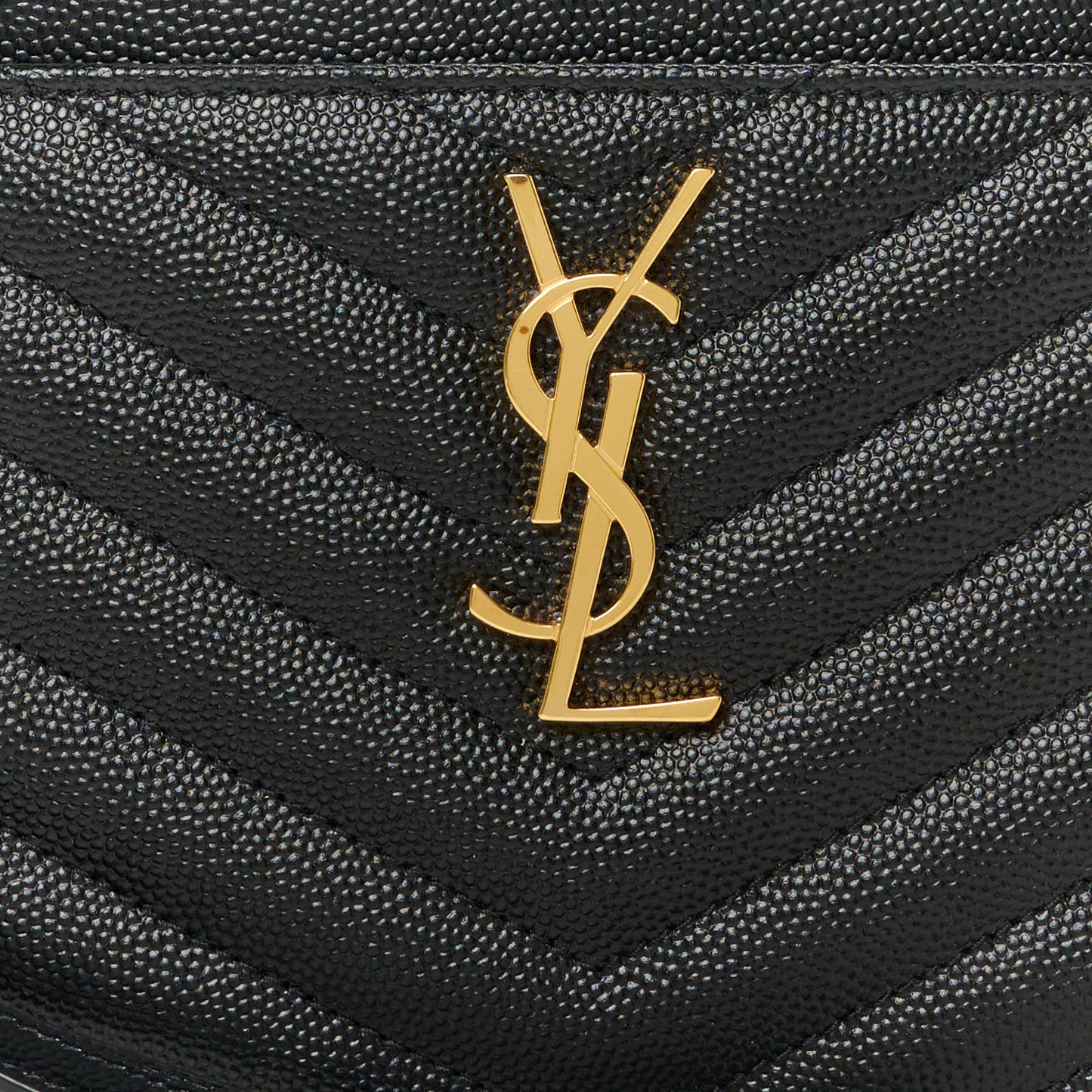 Grain De Poudre Chevron Monogram Large Bill Pouch Black