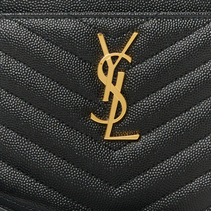 Saint Laurent Grain De Poudre Chevron Monogram Large Bill Pouch Black 9 of 9