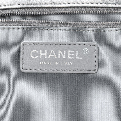 Chanel Metallic Crackled Calfskin Quilted Large Big Bang Hobo Silver 6 of 10