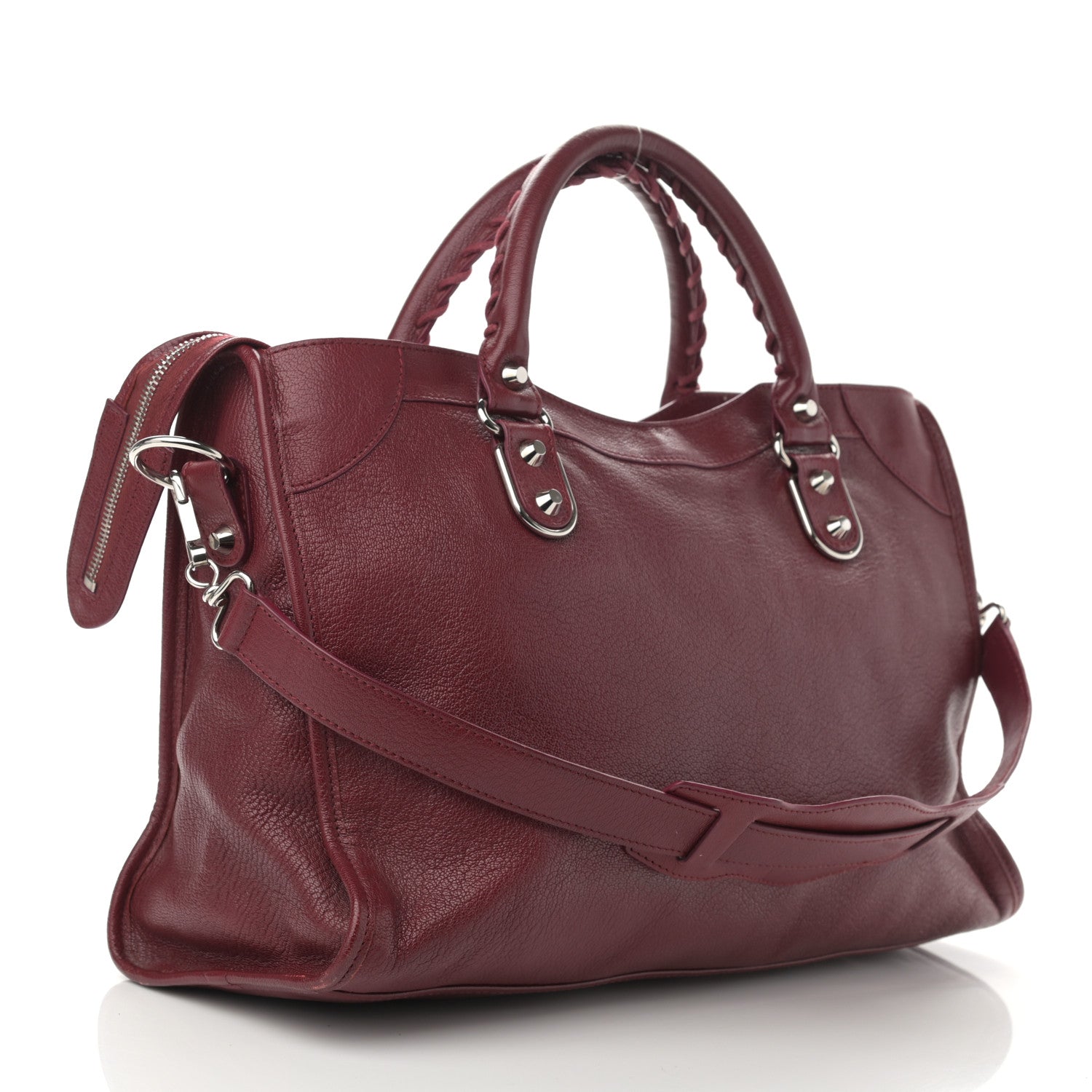 Balenciaga Chevre Silver Metallic Edge Hardware City Rouge Lie De Vin 3 of 12
