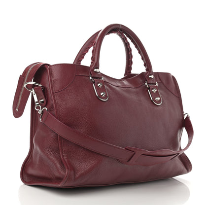 Balenciaga Chevre Silver Metallic Edge Hardware City Rouge Lie De Vin 3 of 12
