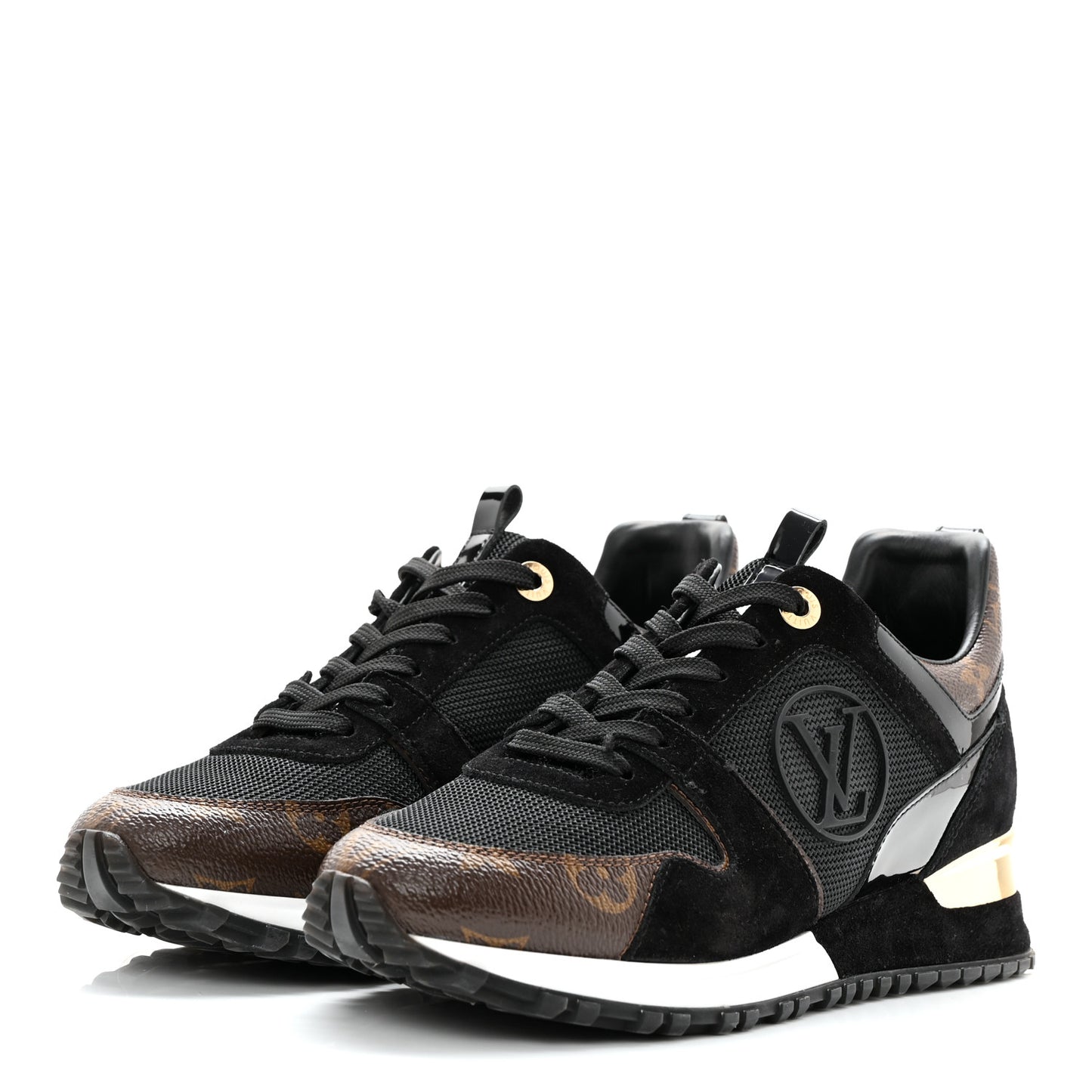 Suede Monogram Run Away Sneakers 37.5 Black