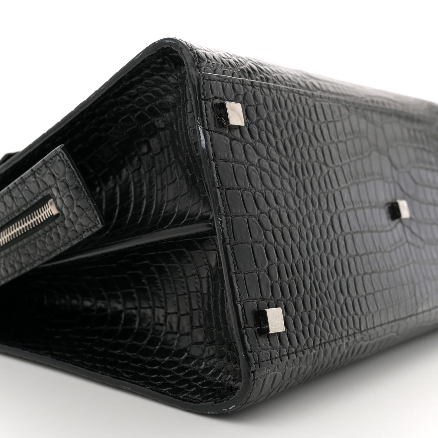 Croc Calfskin Embossed Medium Uptown Tote Black