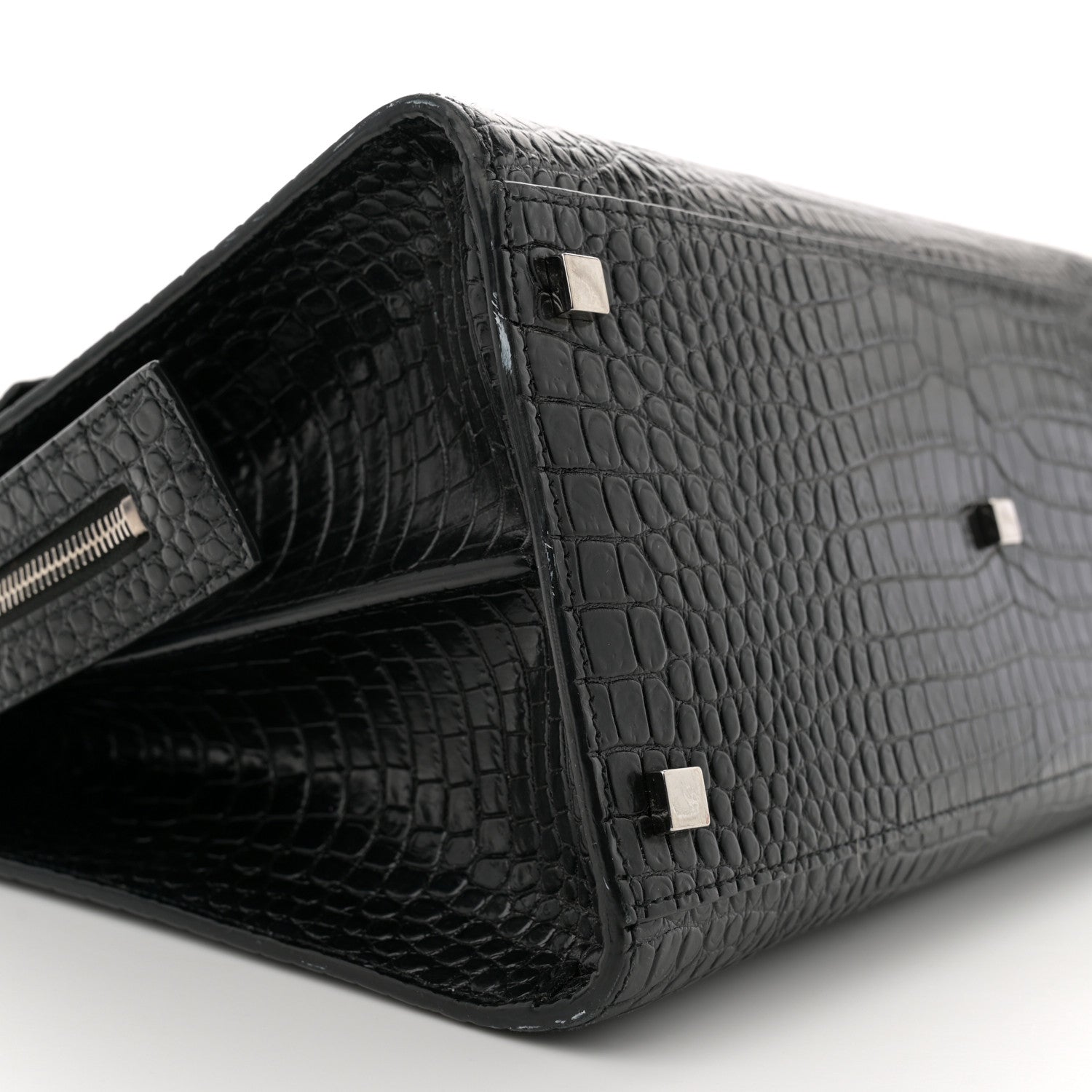 Saint Laurent Croc Calfskin Embossed Medium Uptown Tote Black 9 of 11