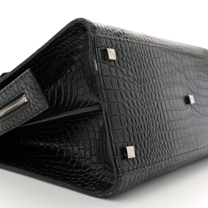 Saint Laurent Croc Calfskin Embossed Medium Uptown Tote Black 9 of 11