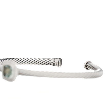 David Yurman Sterling Silver Diamond Prasiolite 4mm Noblesse Cable Bracelet 3 of 3