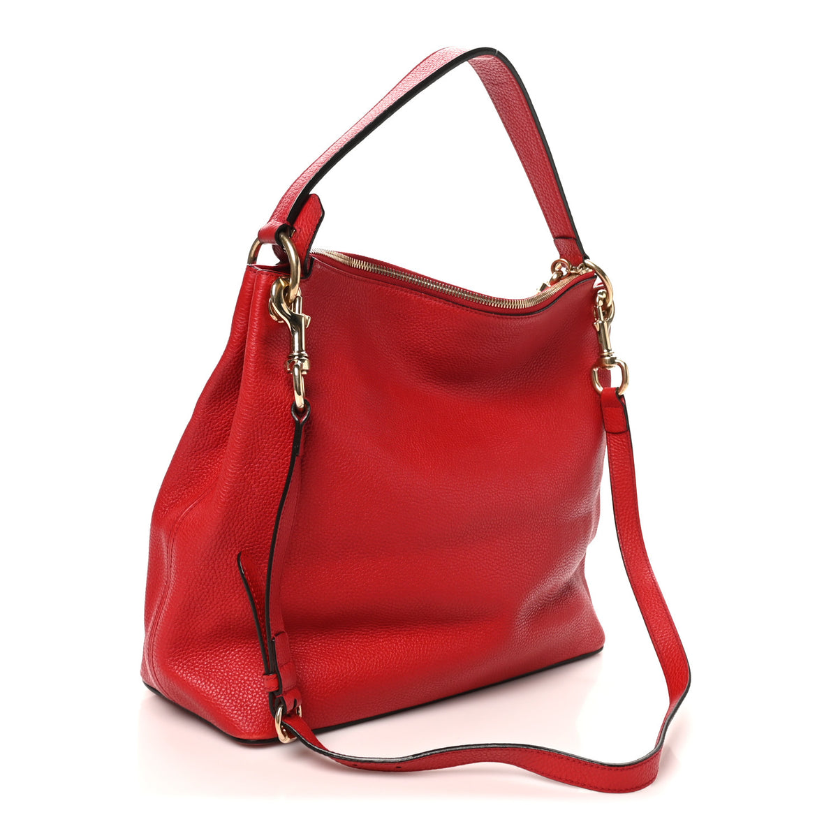 Pebbled Calfskin Large Soho Hobo Tabasco Red