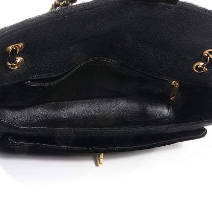 Chanel Pony Hair Velvet Chocolate Bar Flap Black 5 of 9