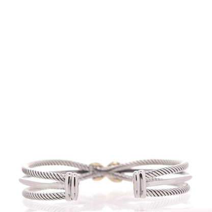 David Yurman Sterling Silver 18K Yellow Gold 7mm Crossover X Bracelet 3 of 4