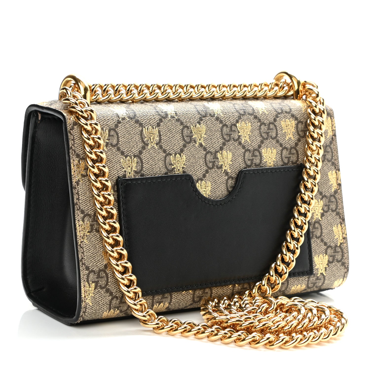 Gucci GG Supreme Monogram Bees Small Padlock Shoulder Bag Black 3 of 10