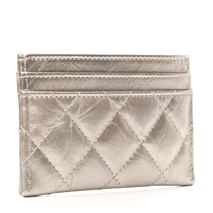 Chanel Metallic Aged Calfskin Quilted Reissue Card Holder Light Gold 3 of 8