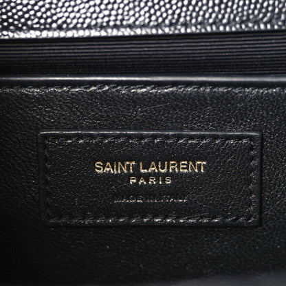 Saint Laurent Grain De Poudre Matelasse Chevron Medium Monogram Satchel Black 6 of 9