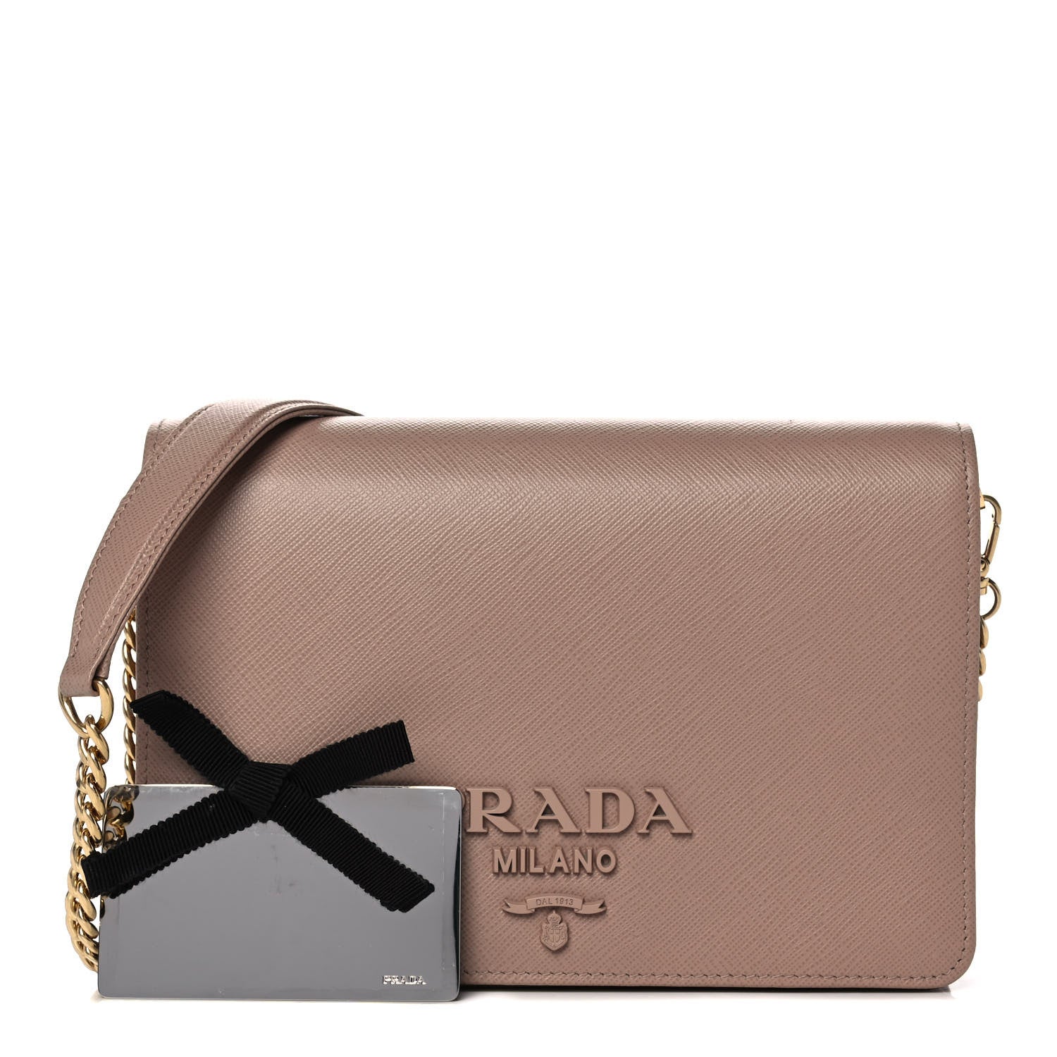 Prada Saffiano Lux Monocrome Chain Wallet Cipria 1 of 12