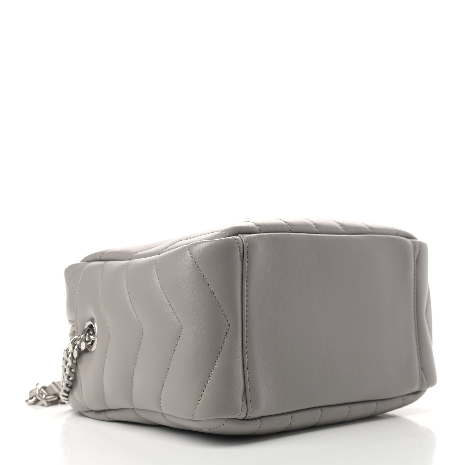 Saint Laurent Calfskin Y Quilted Monogram Small Loulou Bowling Bag Light Gray 4 of 10