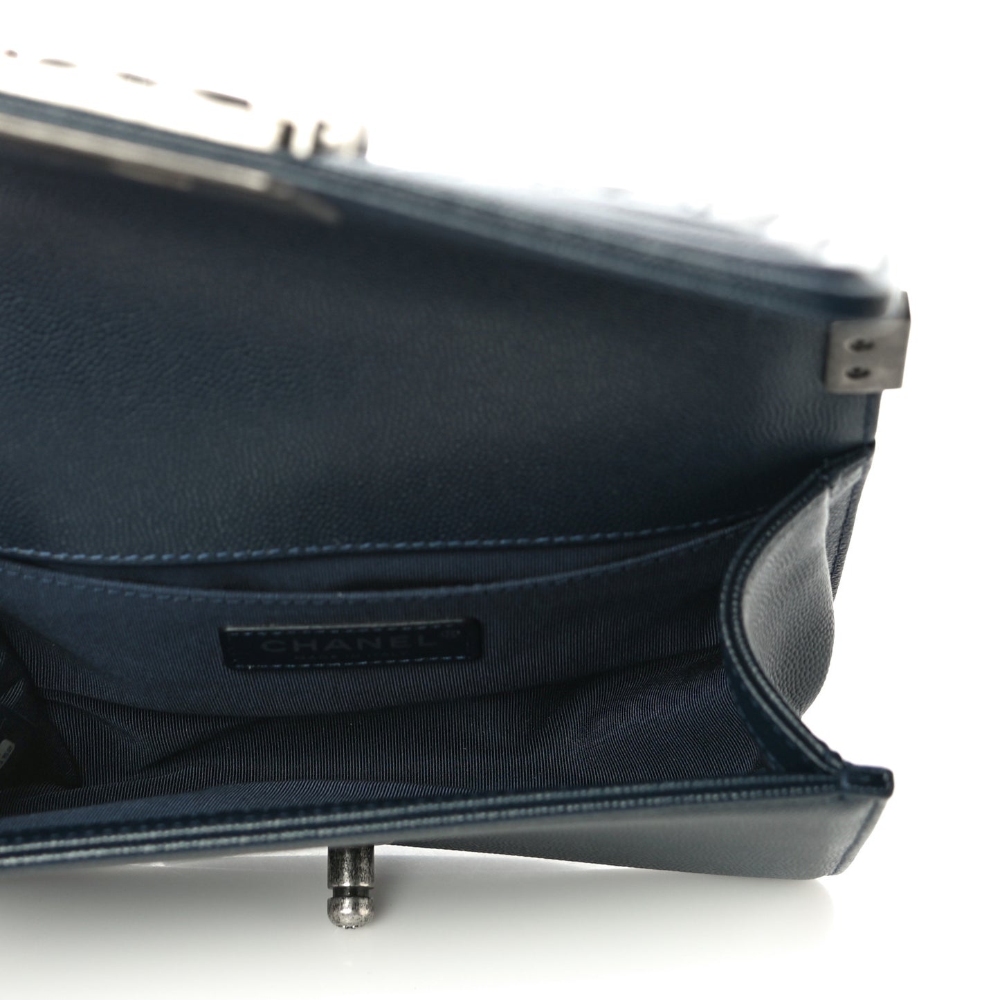 Caviar Quilted Small Boy Flap Navy