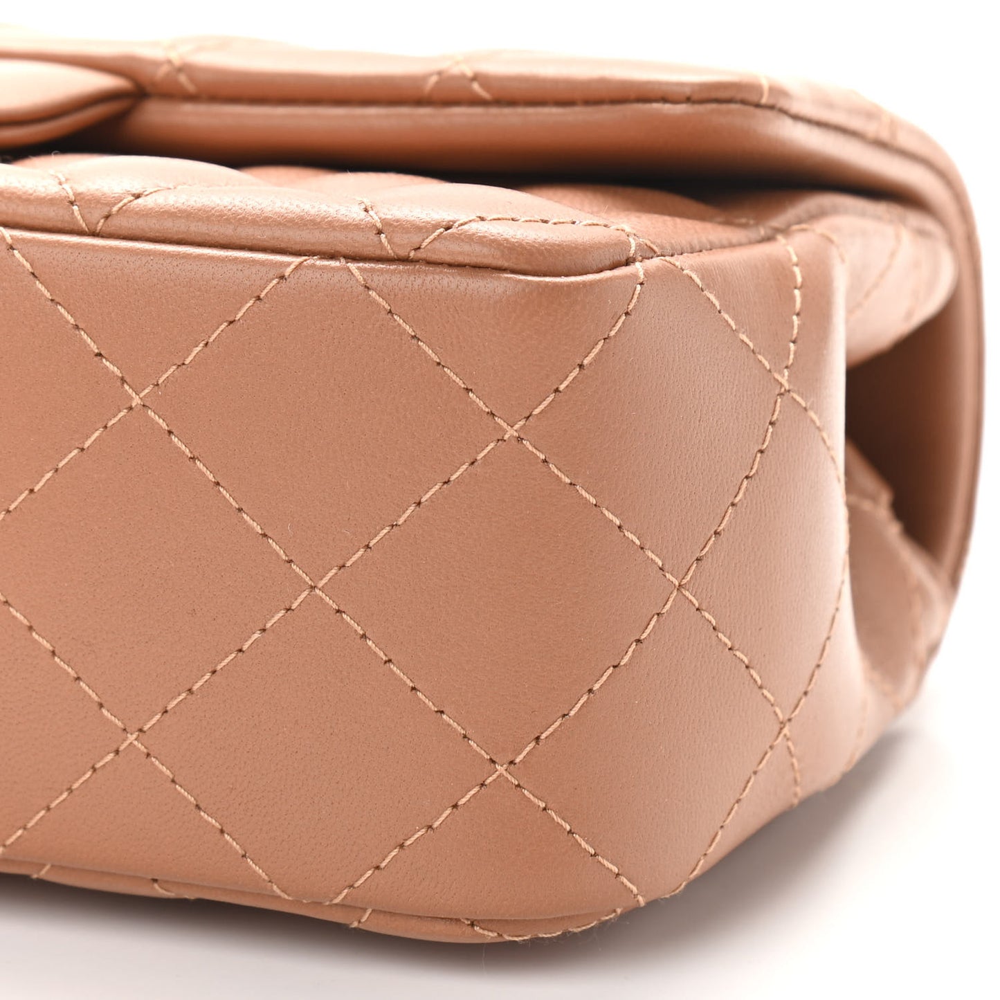 Lambskin Quilted Mini Rectangular Flap Brown