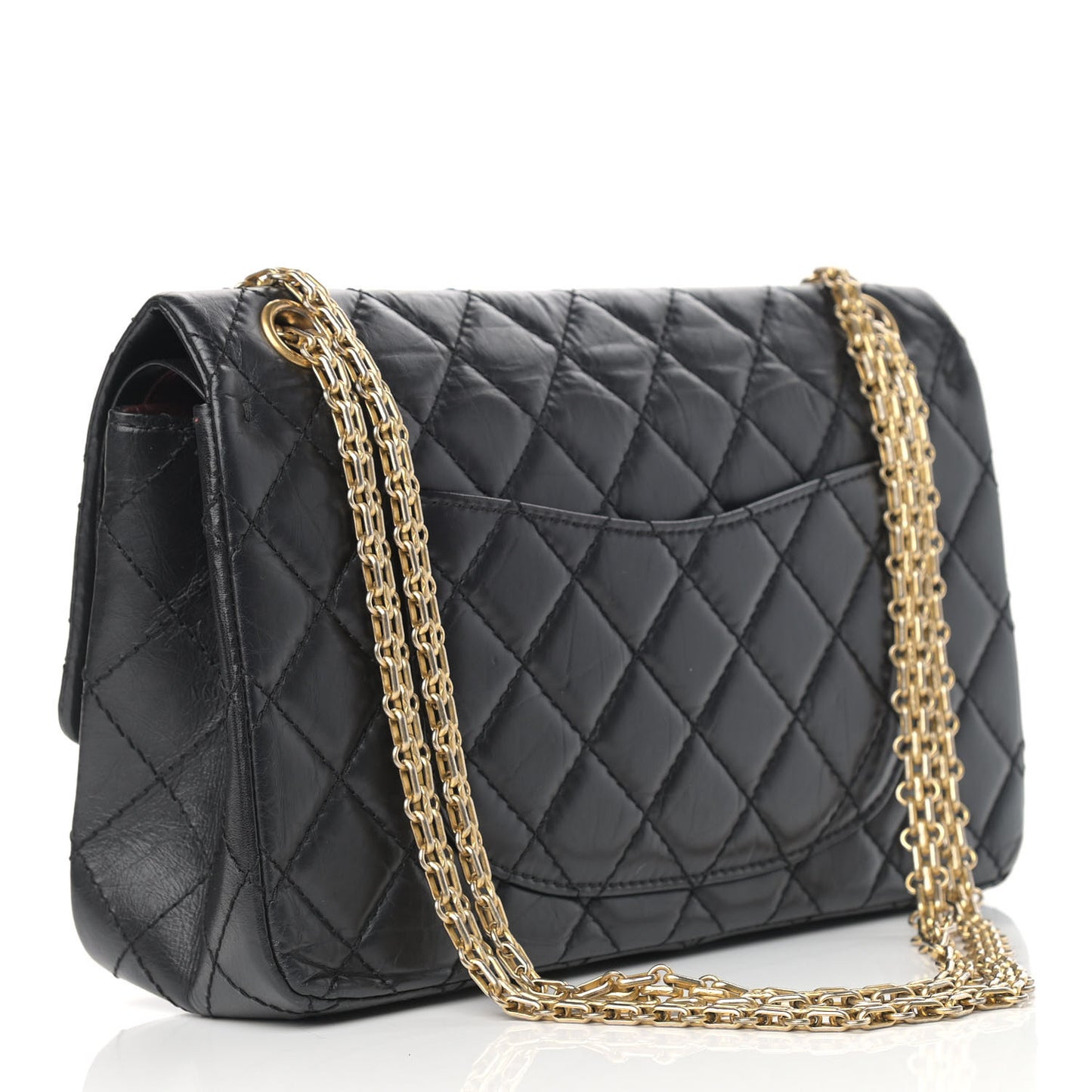 Aged Calfskin Quilted 2.55 Reissue 227 Flap Black