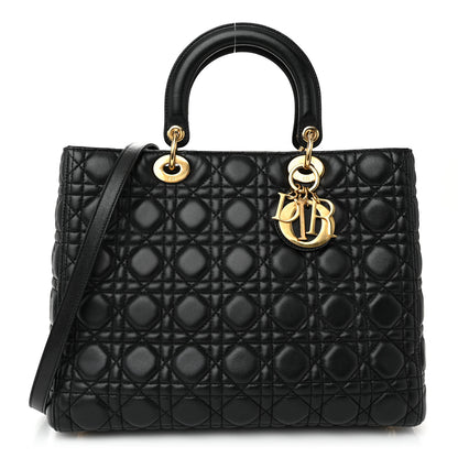 Christian Dior Lambskin Cannage Large Lady Dior Black 1 of 10