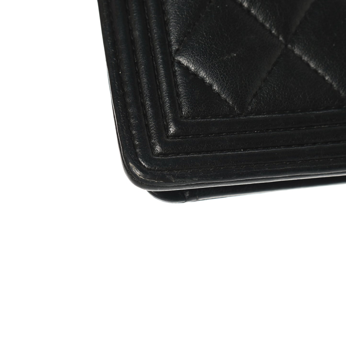 Lambskin Quilted Boy Yen Wallet Black